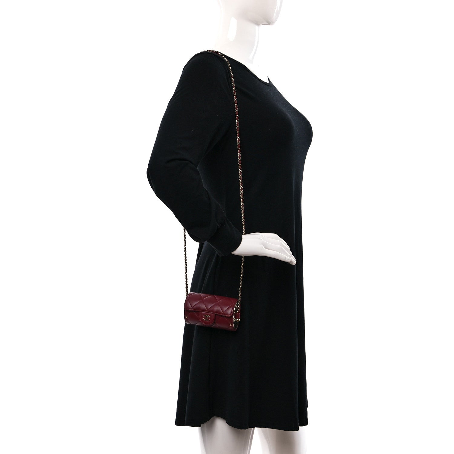 Chanel Lambskin Quilted Box Of Secrets Card Holder With Chain Burgundy 2 of 11