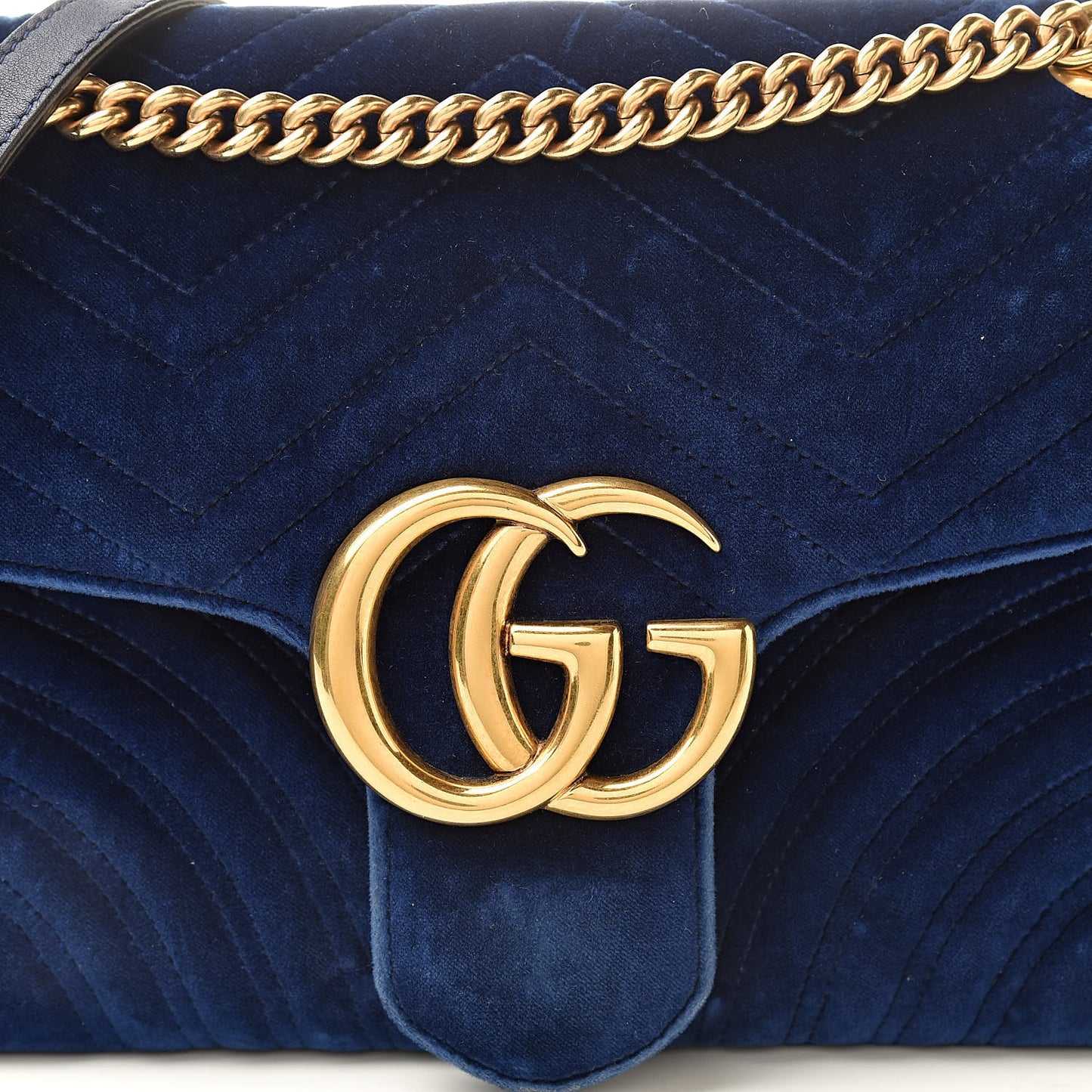 Velvet Matelasse Medium GG Marmont Shoulder Bag Cobalt Blue