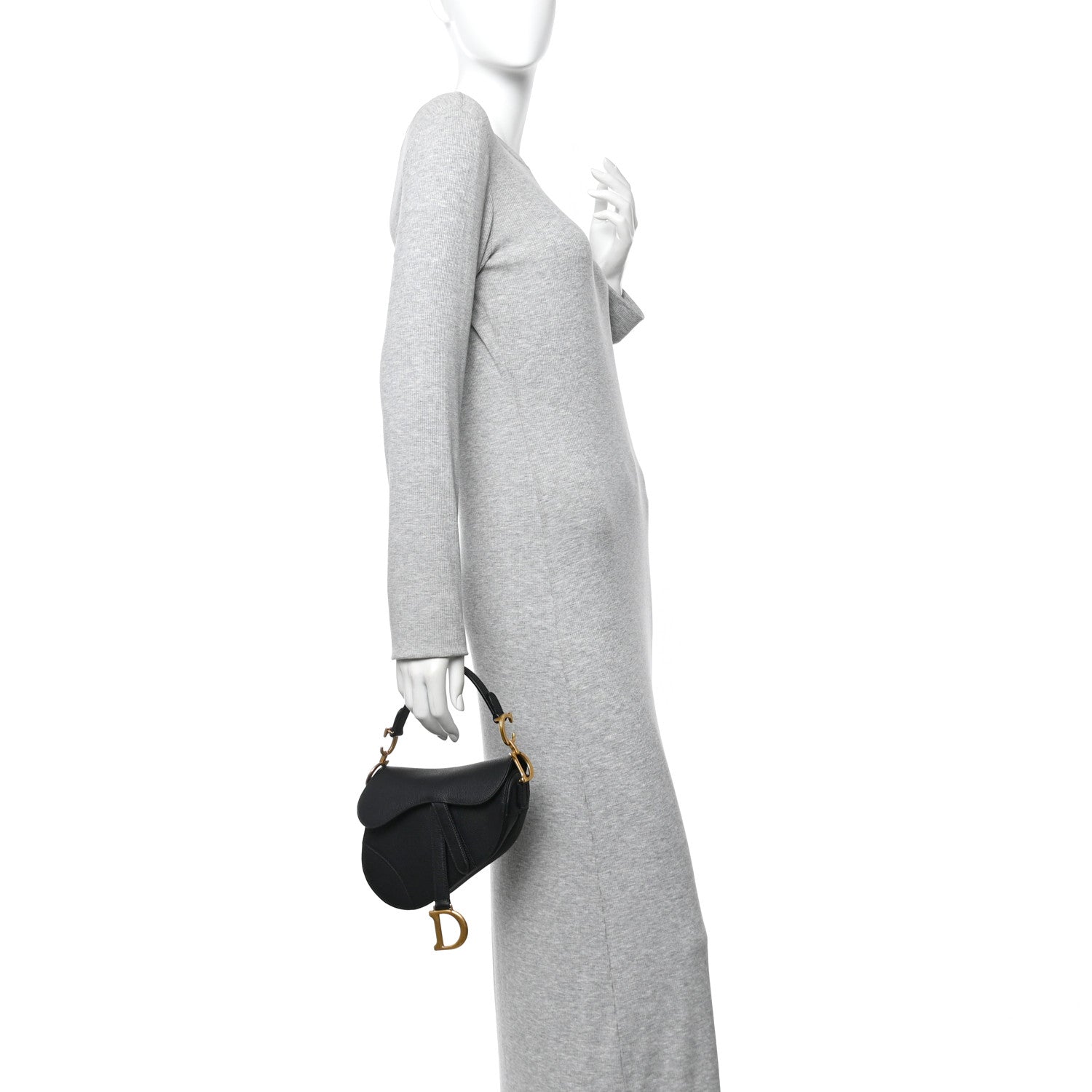 Christian Dior Grained Calfskin Mini Saddle Bag Black 2 of 9