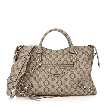 Balenciaga X GUCCI GG Supreme Monogram Neo Classic Silver Hardware City Beige Ebony 1 of 10