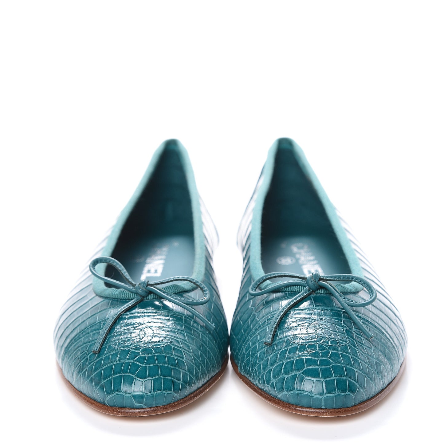 Alligator CC Cap Toe Ballerina Flats 40 Turquoise