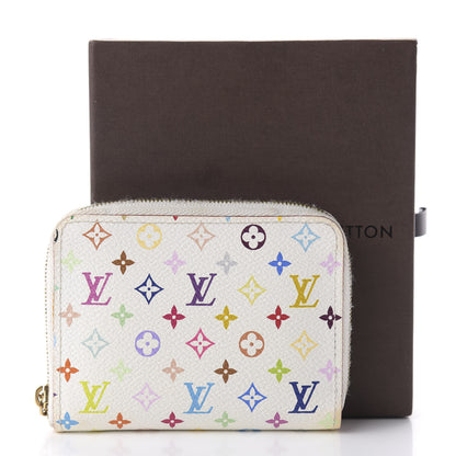 Louis Vuitton Monogram Multicolor Zippy Coin Purse Wallet White Litchi 10 of 11