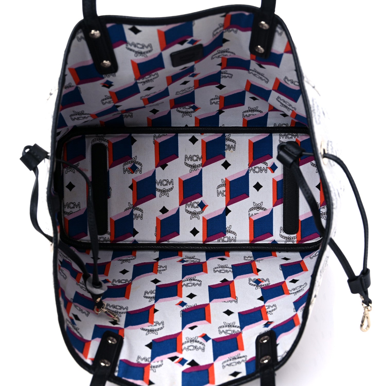 MCM Visetos Medium Project Reversible Shopper Tote White 6 of 17