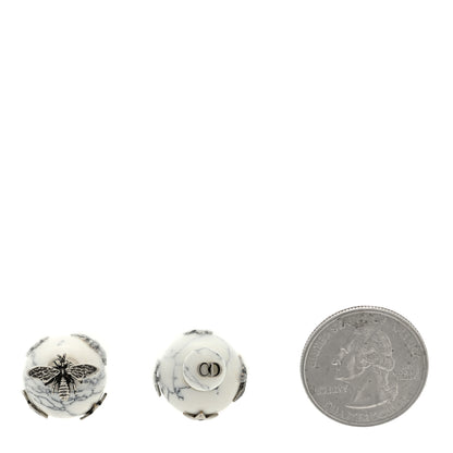 Christian Dior Marble Mise En Dior Tribal Bee Earrings White 2 of 6
