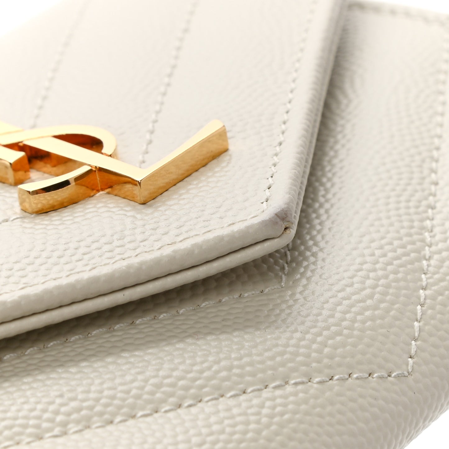 Grain De Poudre Matelasse Chevron Small Monogram Envelope Wallet Crema Soft