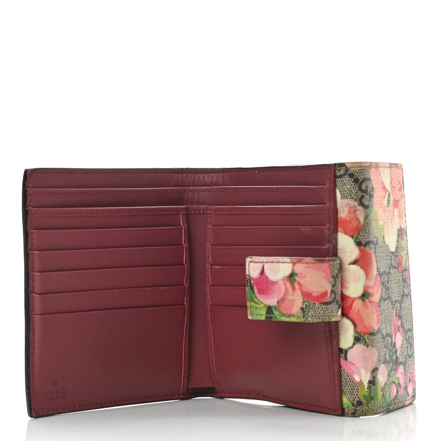 GG Supreme Monogram Blooms French Flap Wallet Beige Multicolor Dry Rose
