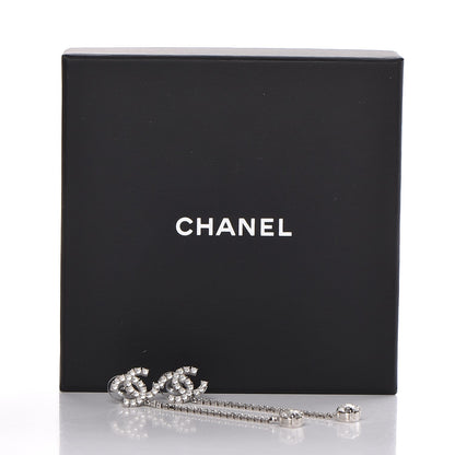Chanel Baguette Crystal CC Drop Earrings Silver 5 of 5