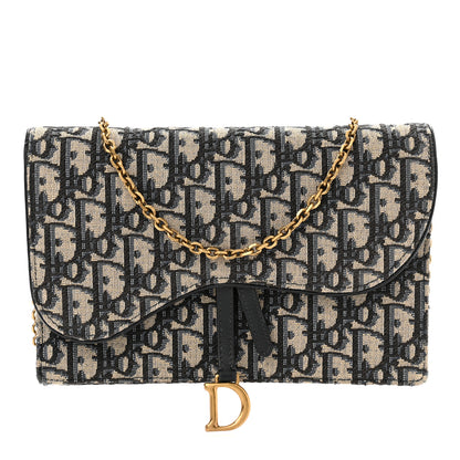 Christian Dior Oblique Saddle Chain Pouch Blue 1 of 9