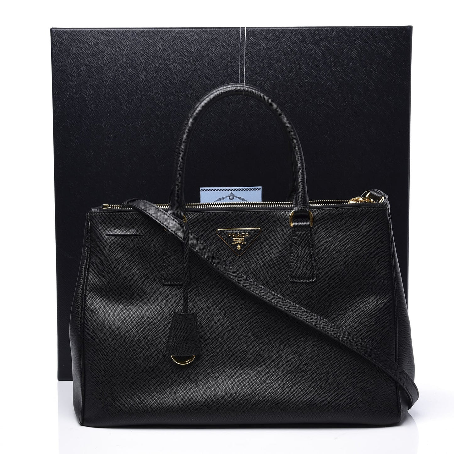 Saffiano Medium Galleria Double Zip Tote Black