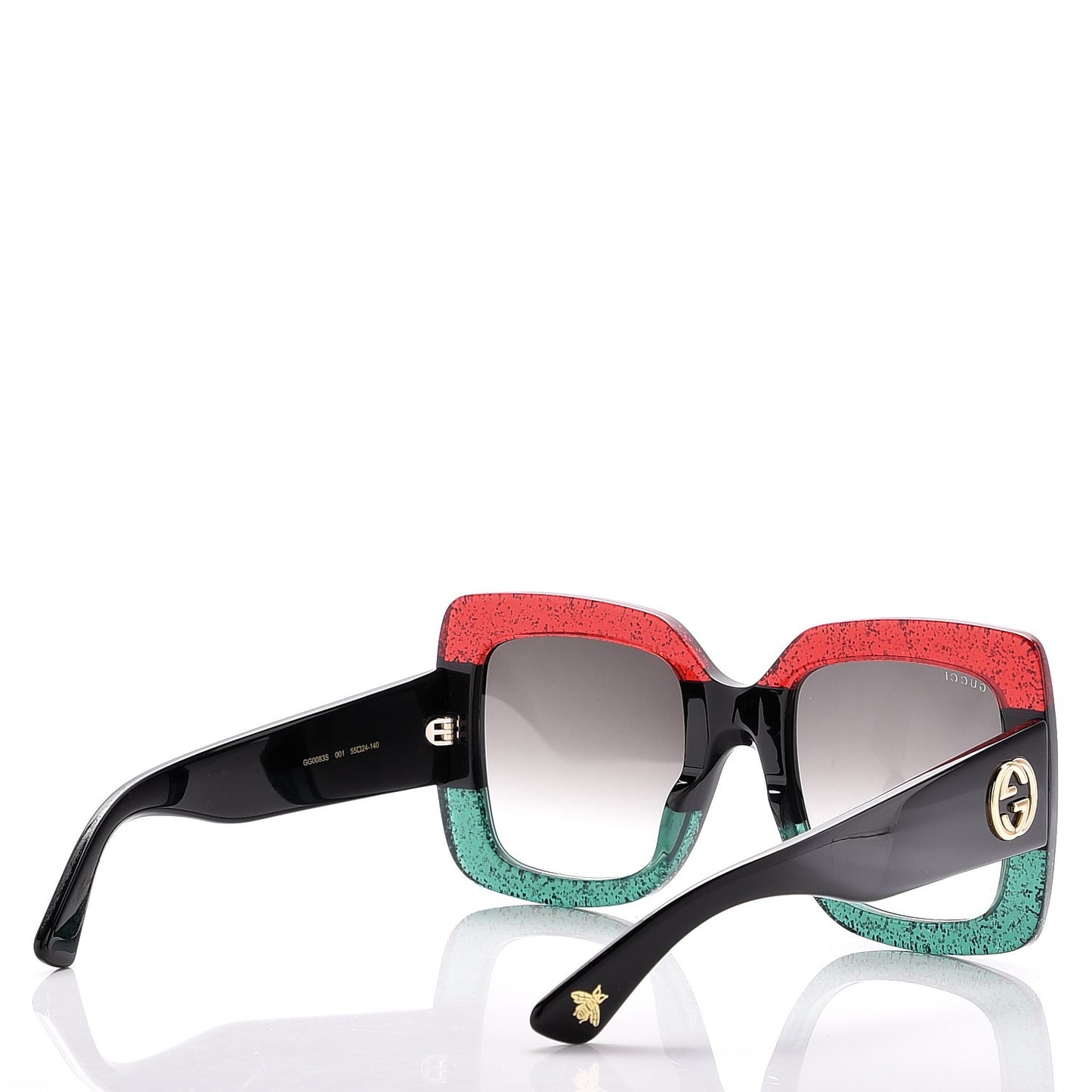 Square Frame GG0083S Sunglasses Glitter Red Black Green