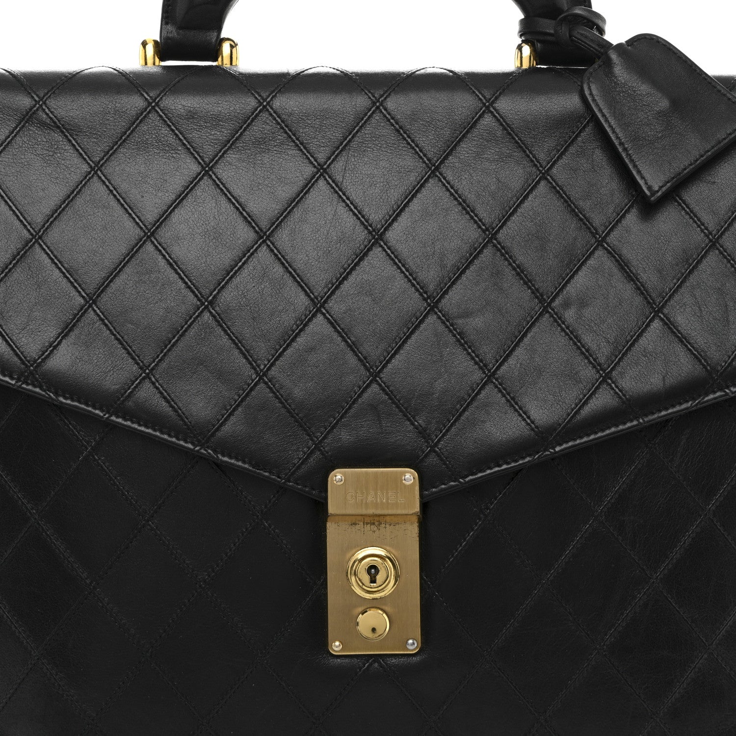 Chanel Lambskin Stitched Briefcase Bag Black 9 of 18
