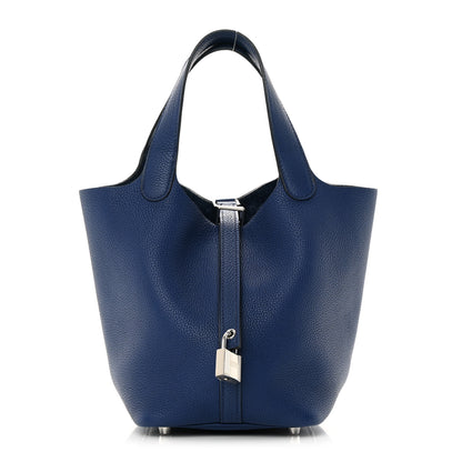 Hermes Taurillon Maurice Picotin Lock 18 PM Bleu Saphir 1 of 12