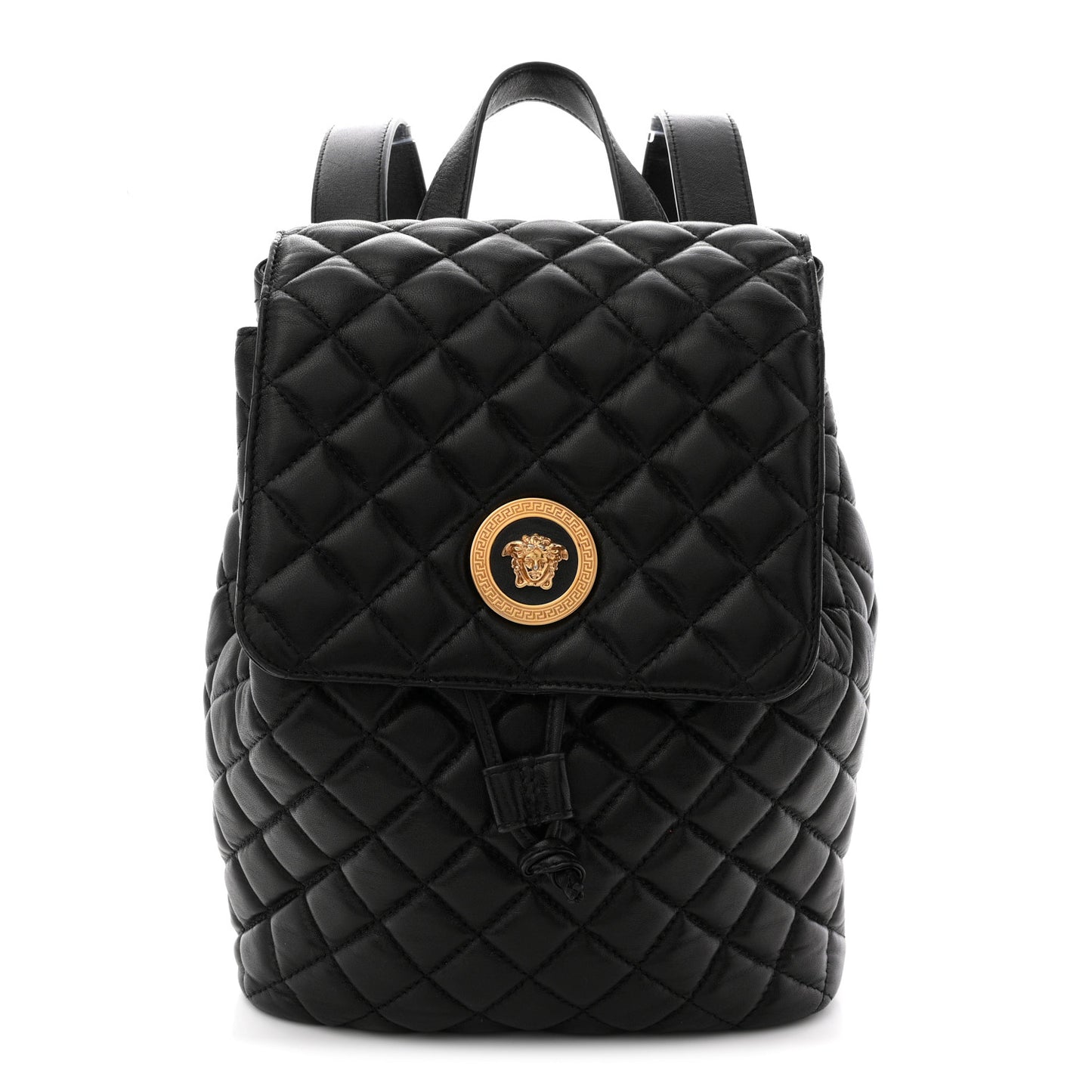 Calfskin Quilted Medusa Backpack Black