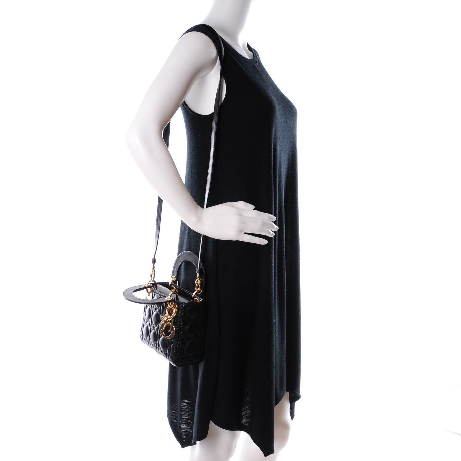 Christian Dior Lambskin Cannage Mini Lady Dior Black 2 of 7
