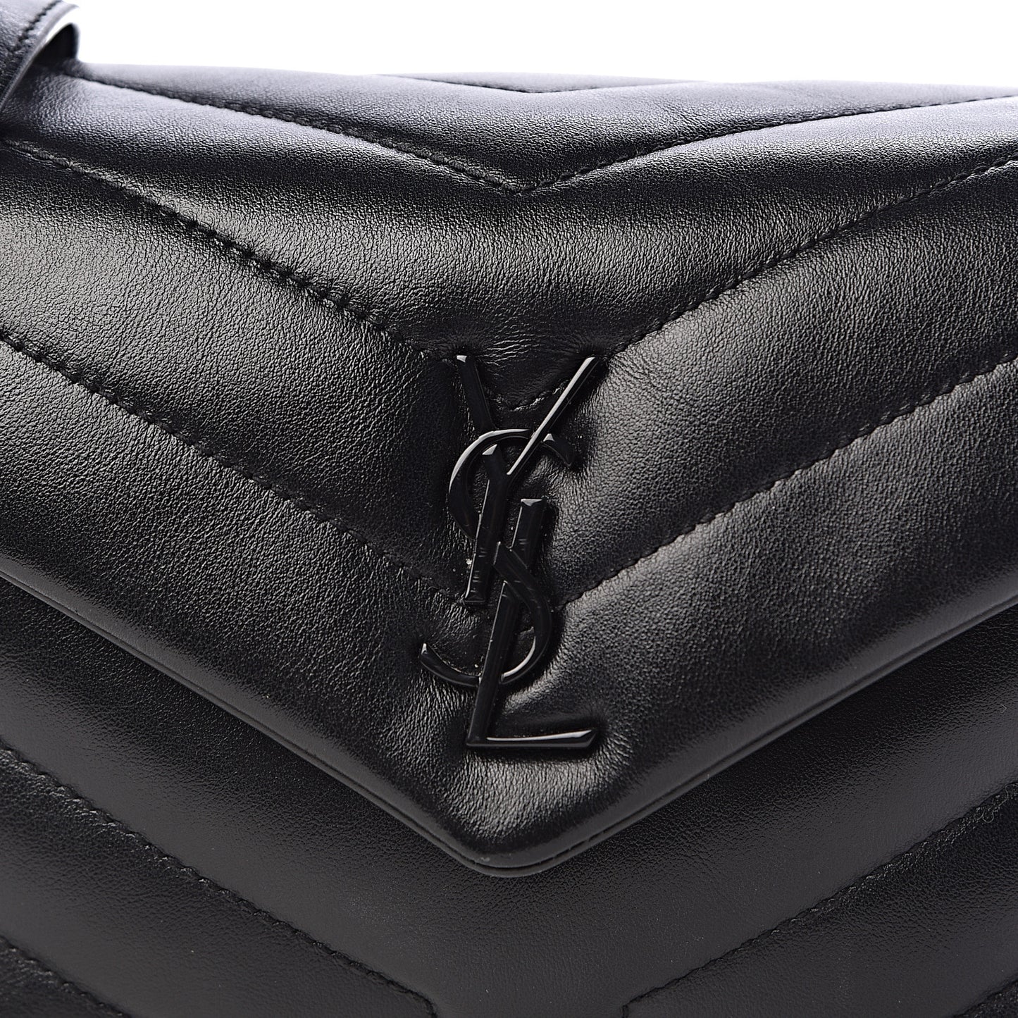 Calfskin Y Quilted Monogram Toy Loulou Crossbody Bag Black