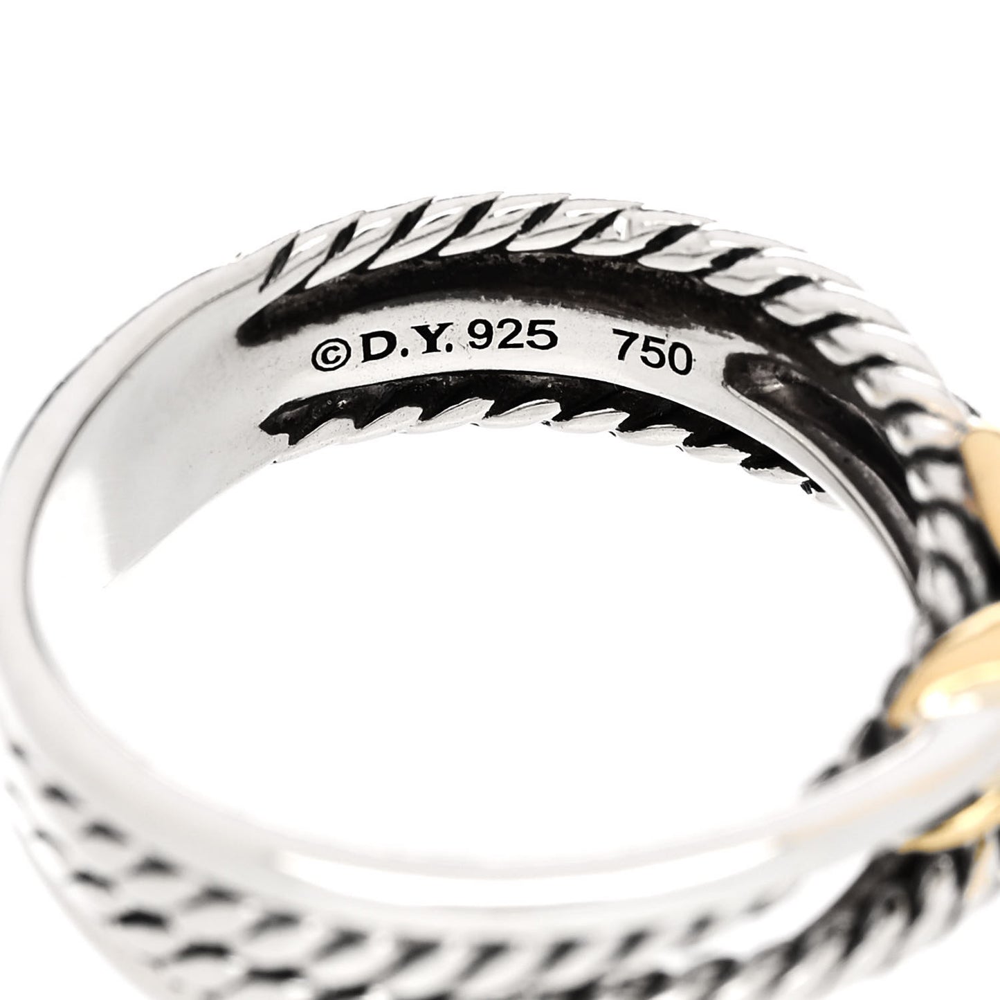 Sterling Silver 18K Yellow Gold 6mm X Crossover Ring 51 5.75