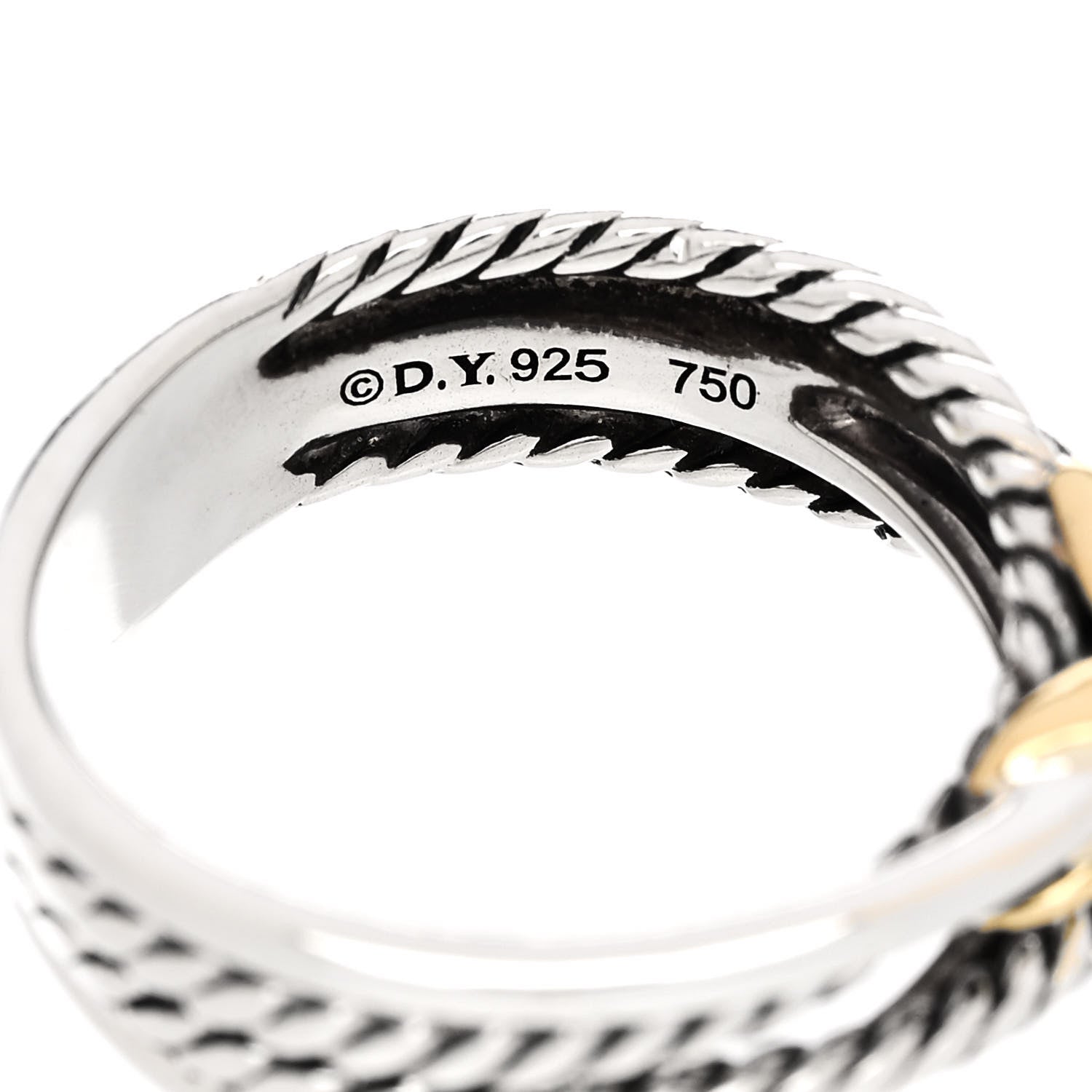 David Yurman Sterling Silver 18K Yellow Gold 6mm X Crossover Ring 51 5.75 4 of 4