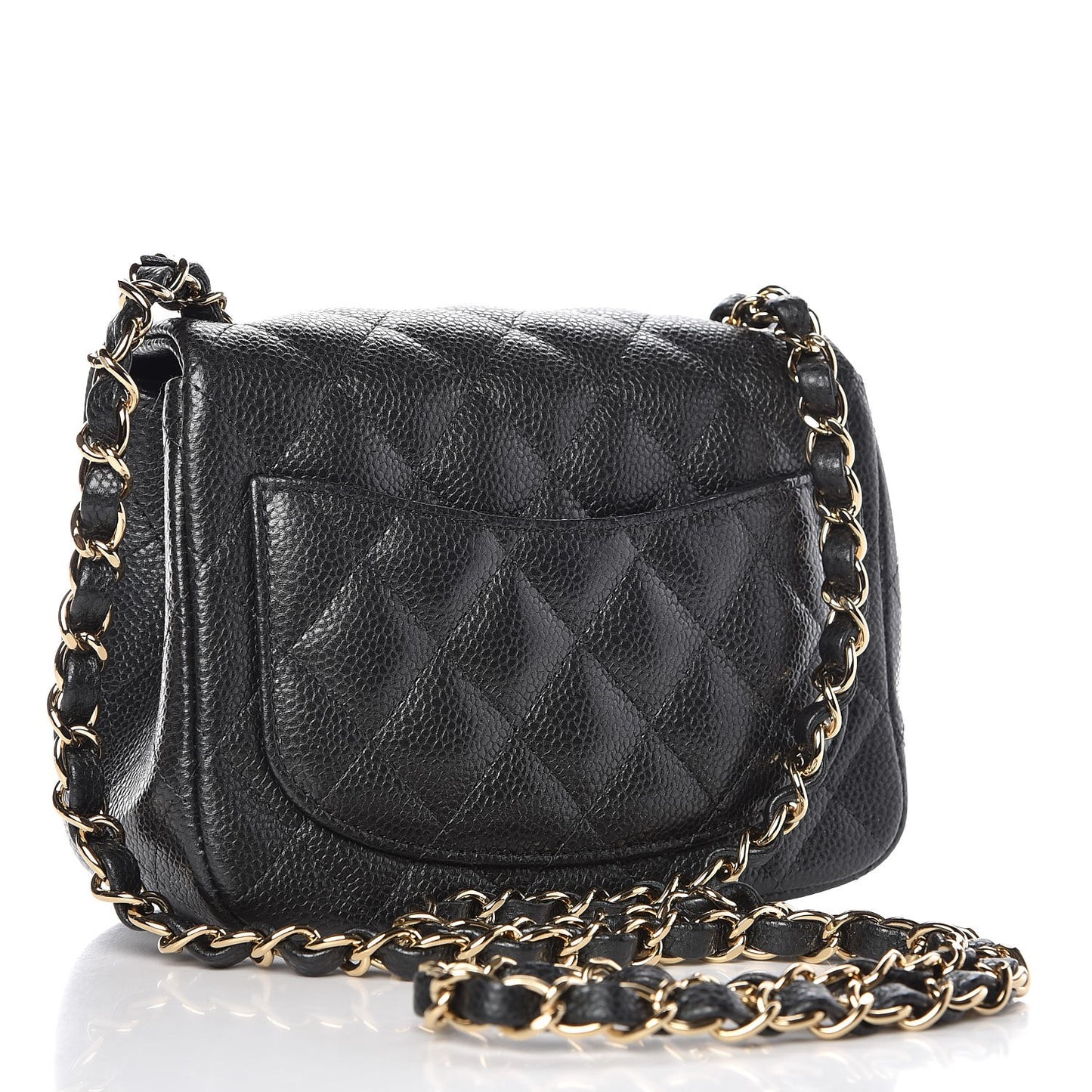 Caviar Quilted Mini Square Flap Dark Grey