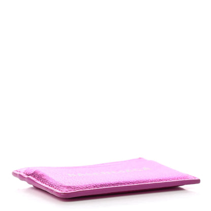 Balenciaga Metallic Goatskin Logo Everyday Multi Card Case Rose Fuchsia Black 4 of 8