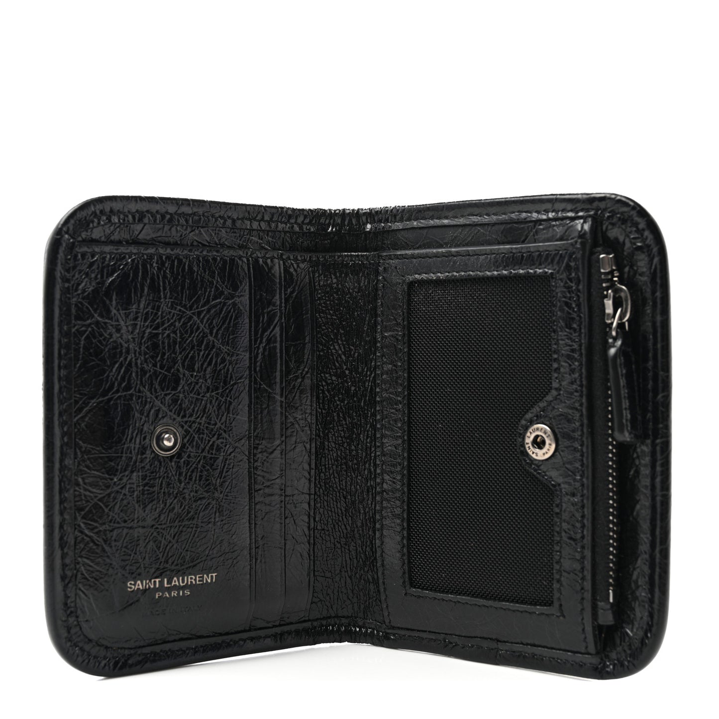 Crinkled Calfskin Matelasse Monogram Niki Card Holder Black