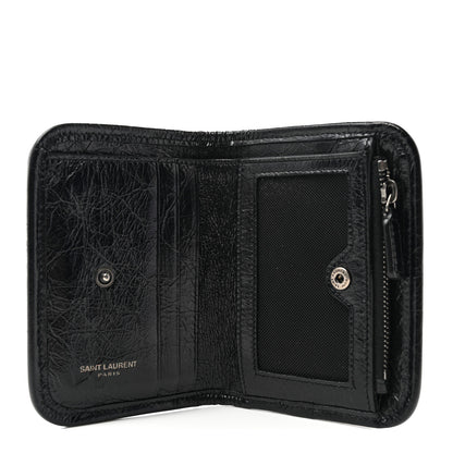 Saint Laurent Crinkled Calfskin Matelasse Monogram Niki Card Holder Black 5 of 9
