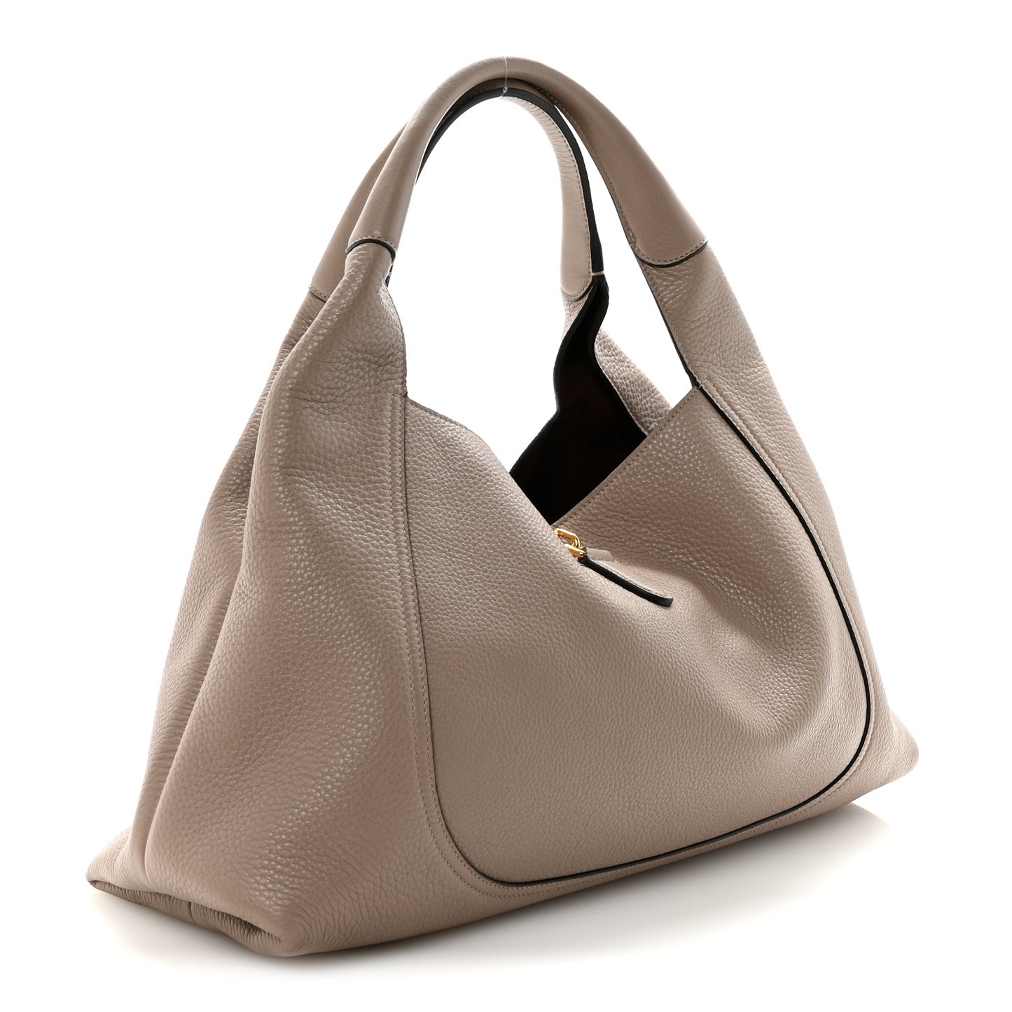 Grained Calfskin Softbit Maxi Shoulder Bag Taupe