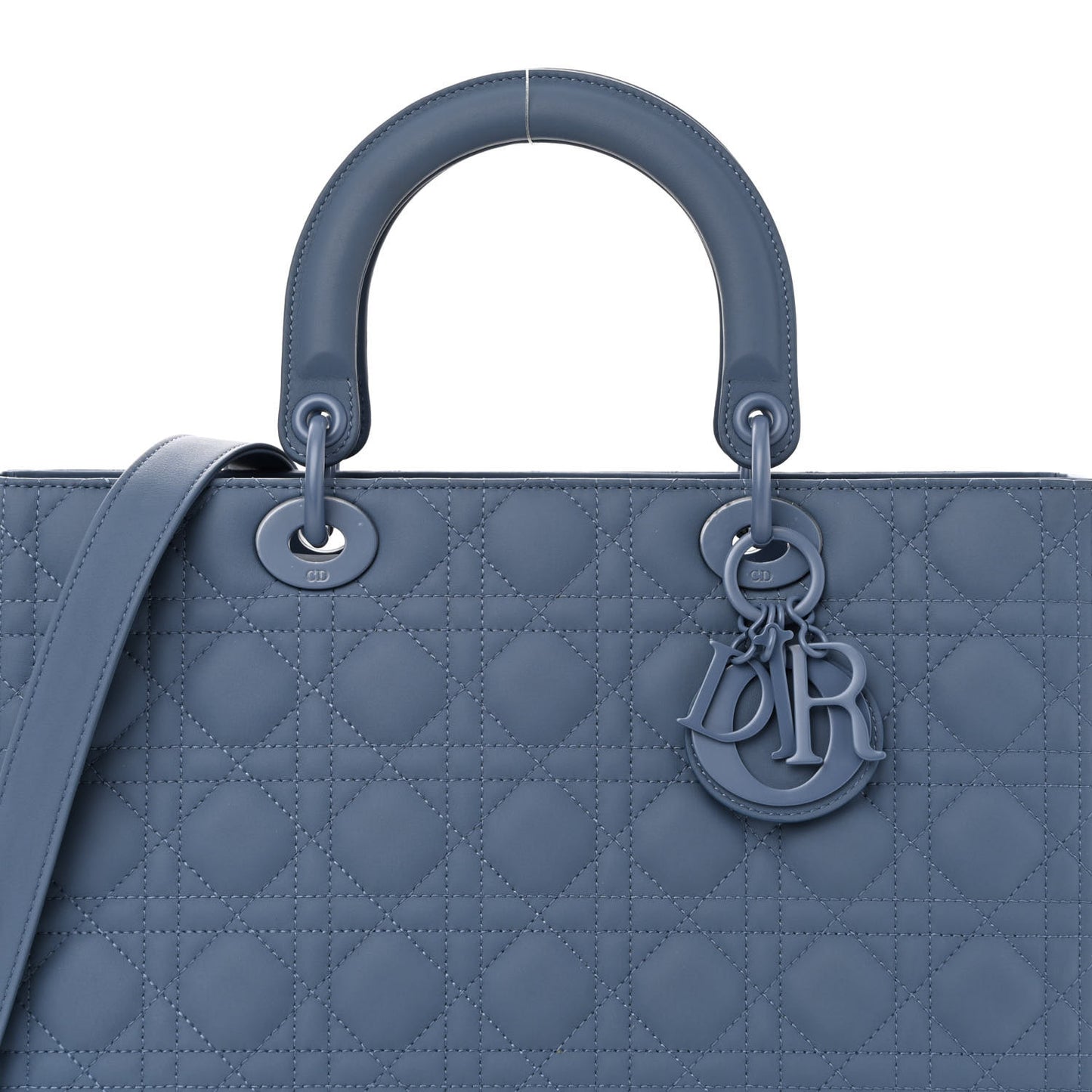 Ultra Matte Calfskin Cannage Large Lady Dior Blue
