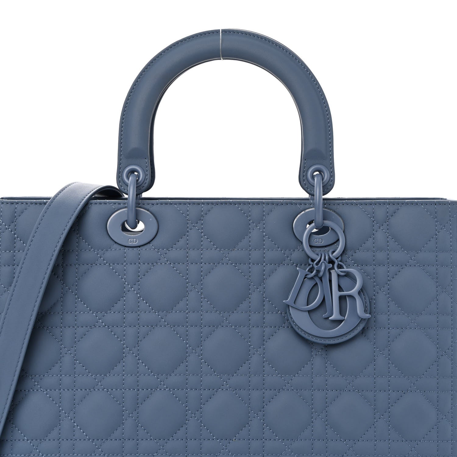 Christian Dior Ultra Matte Calfskin Cannage Large Lady Dior Blue 8 of 14