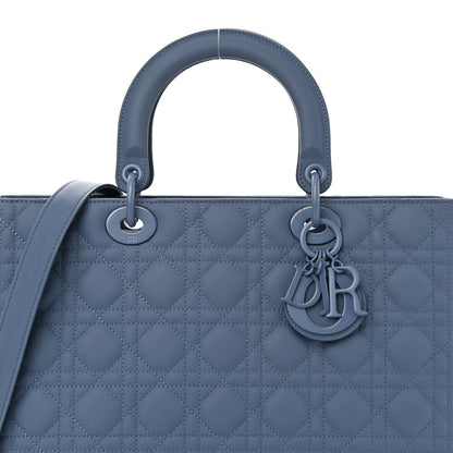 Christian Dior Ultra Matte Calfskin Cannage Large Lady Dior Blue 8 of 14
