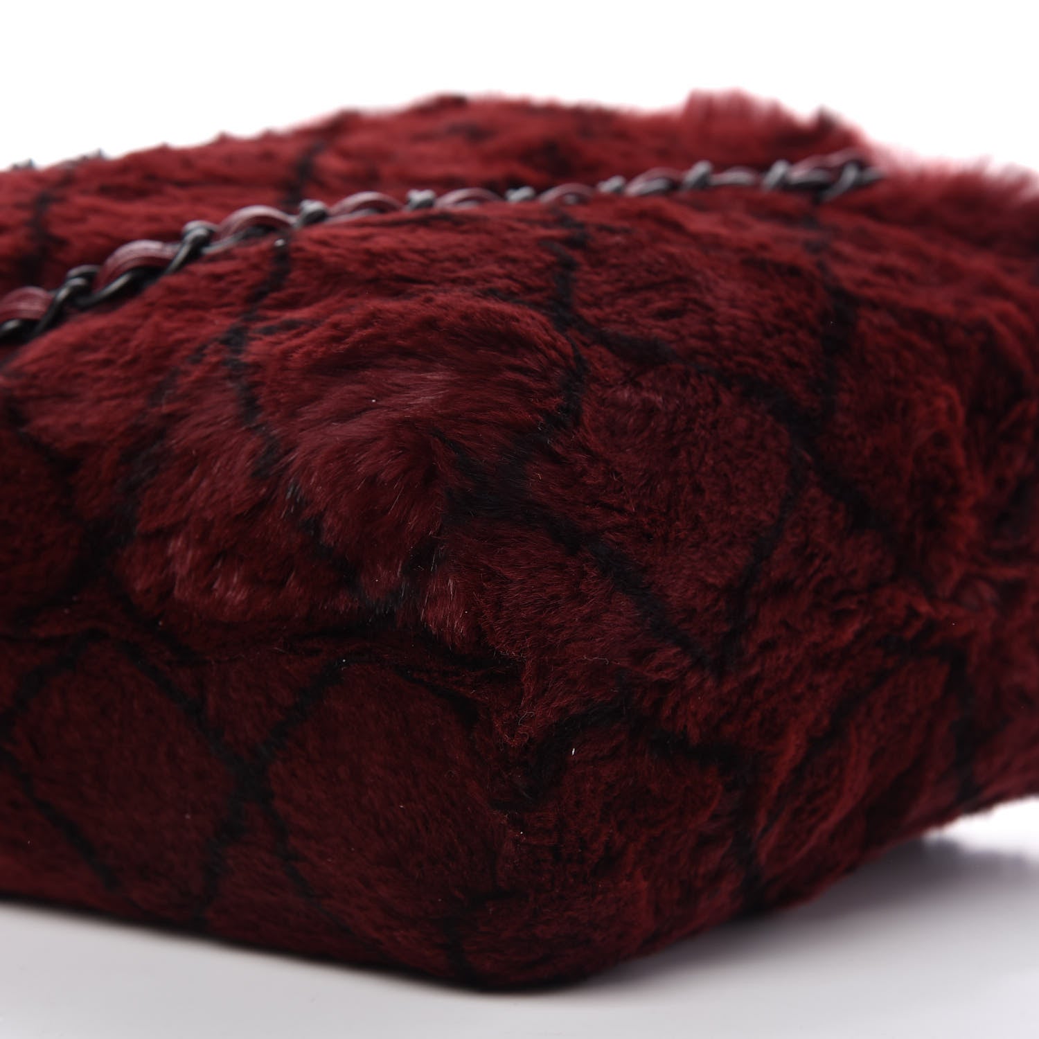 Chanel Lapin Fur Quilt Pattern Tote Red 7 of 11
