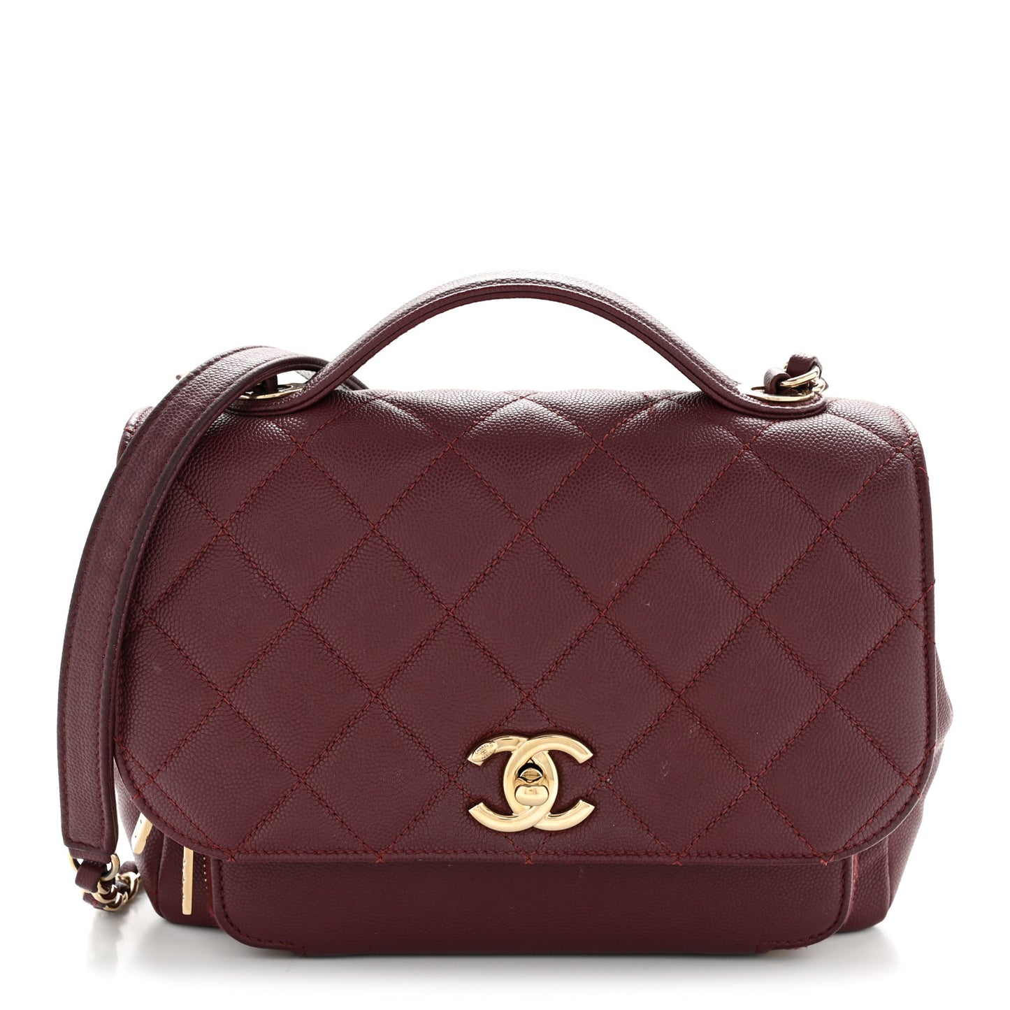 Caviar Quilted Small Business Affinity Flap Burgundy