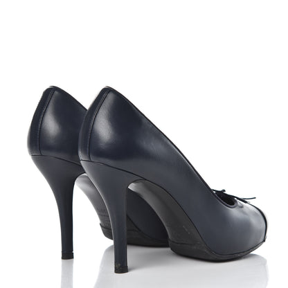 Chanel Lambskin Cap Toe CC Pumps 38.5 Marine Fonce Black 4 of 12