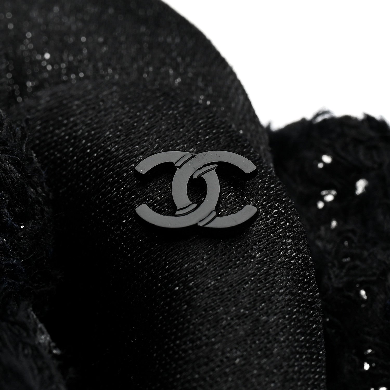 Chanel Tweed Fabric Camellia Pin Brooch Navy Blue Black 3 of 3