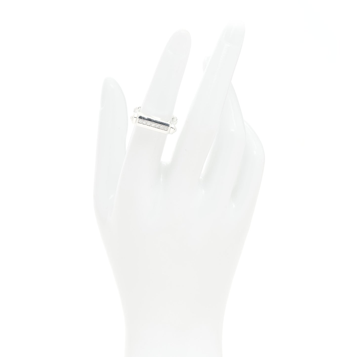 Sterling Silver Diamond Lexington Barrel Ring 49 4.75