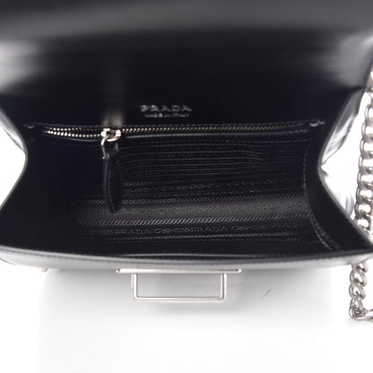 Prada City Calfskin Saffiano Studded Cahier Bag Black 5 of 9