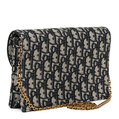 Christian Dior Oblique Saddle Chain Pouch Blue 3 of 11