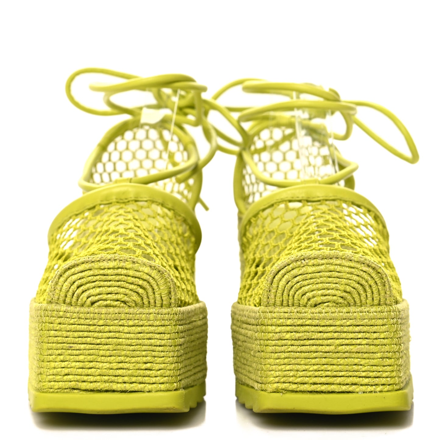Mesh Lambskin Sporty Web Stretch Ankle Tie Espadrilles 39 Kiwi