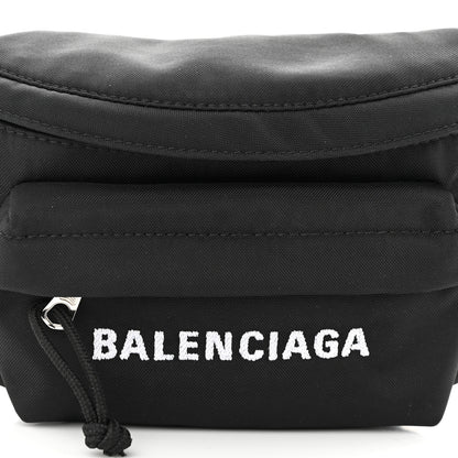 Balenciaga Sport Nylon Logo Embroidered Wheel Belt Bag Black White 7 of 10