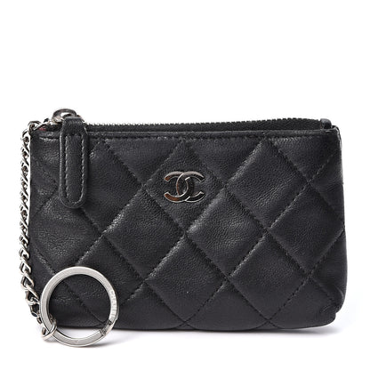 Chanel Lambskin Quilted Key Holder Case Black 1 of 8