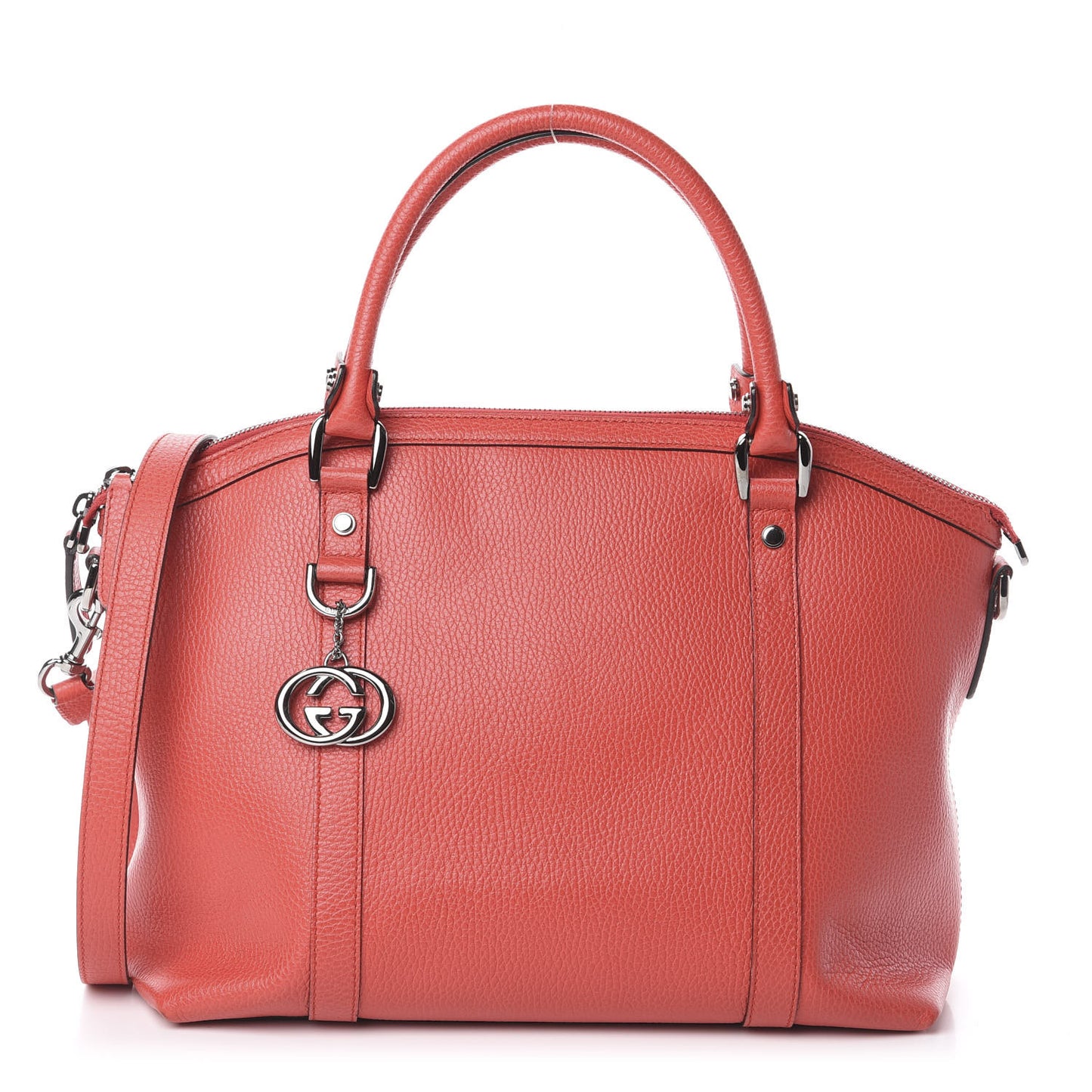 Dollar Calfskin Medium GG Charm Dome Satchel Sporting Red