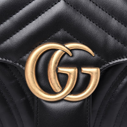 Gucci Calfskin Matelasse Small GG Marmont Shoulder Bag Black 13 of 14