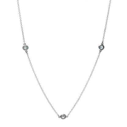 Tiffany Sterling Silver Aquamarine Elsa Peretti Color By The Yard 3 Station Necklace 1 of 5