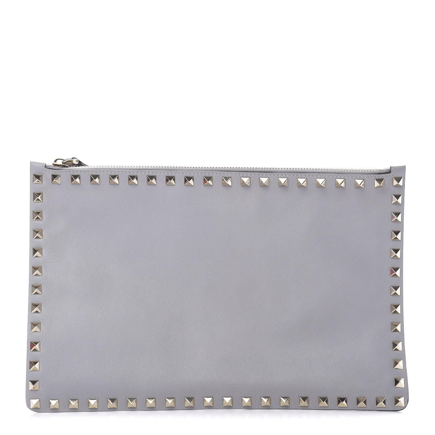 Valentino Garavani Vitello Large Rockstud Zip Pouch Grey 1 of 7