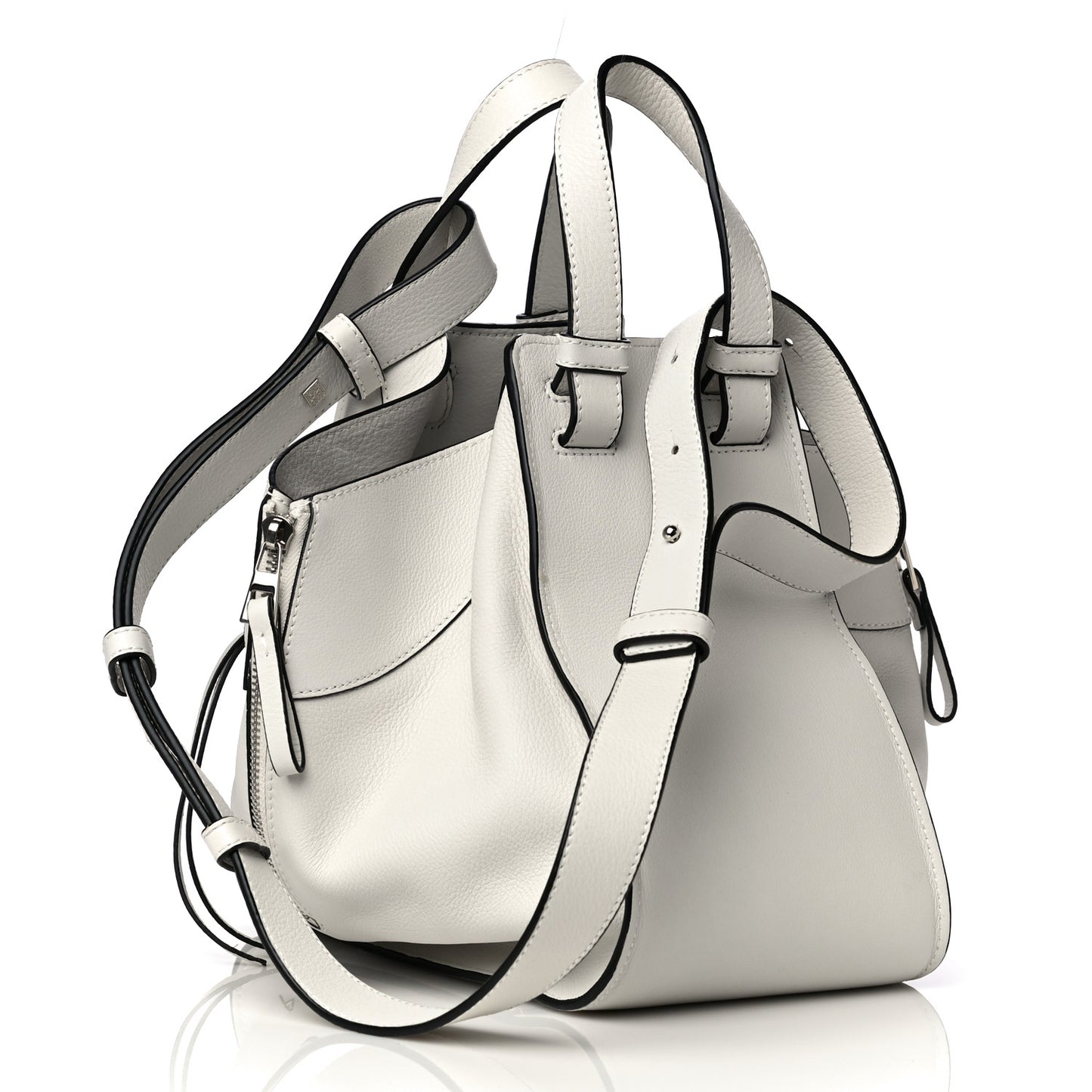 Grained Calfskin Small Hammock Shoulder Bag Soft White