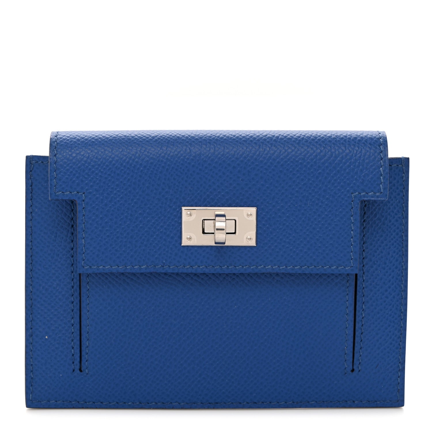Hermes Epsom Kelly Pocket Compact Wallet Bleu France 1 of 8