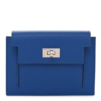 Hermes Epsom Kelly Pocket Compact Wallet Bleu France 1 of 8