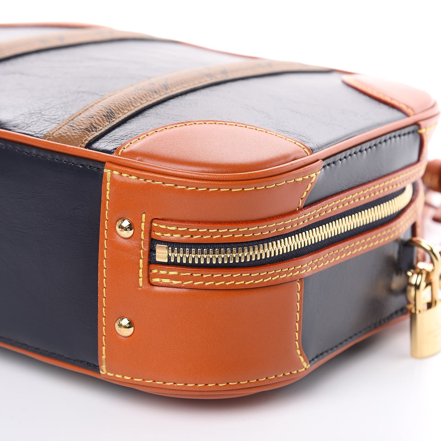 Calfskin Reverse Monogram Valisette PM Navy Caramel