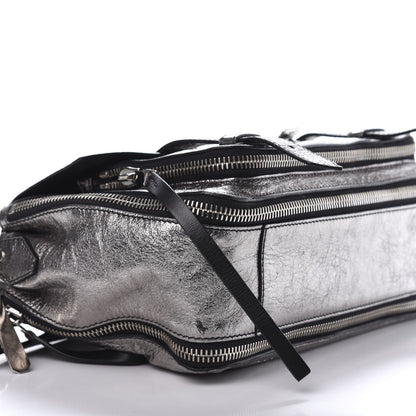 Proenza Schouler Metallic Paper Lambskin Medium PS1 Plus Zip Satchel Dark Silver 6 of 11