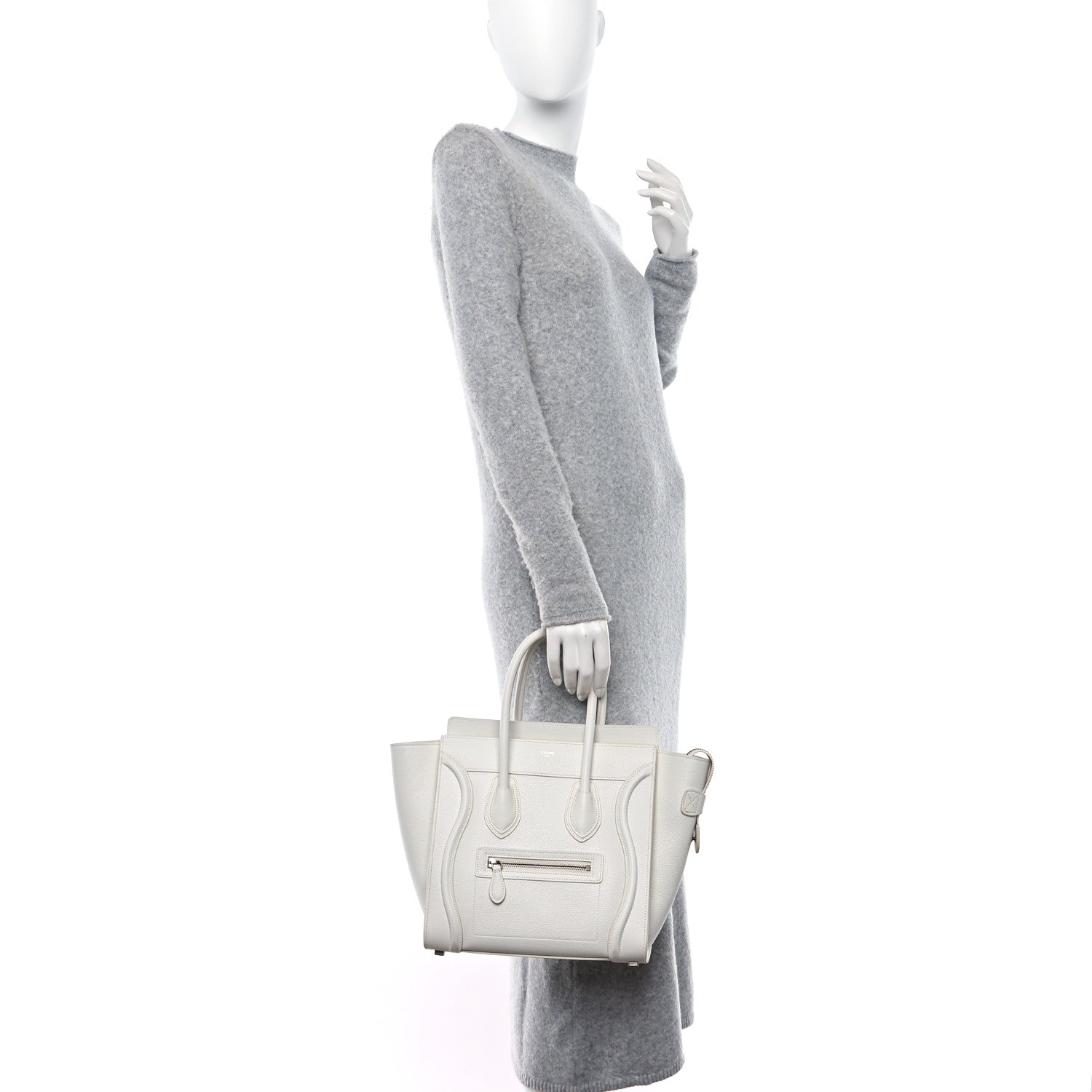 Celine Grained Calfskin Medium Phantom Luggage Cream 2 of 8