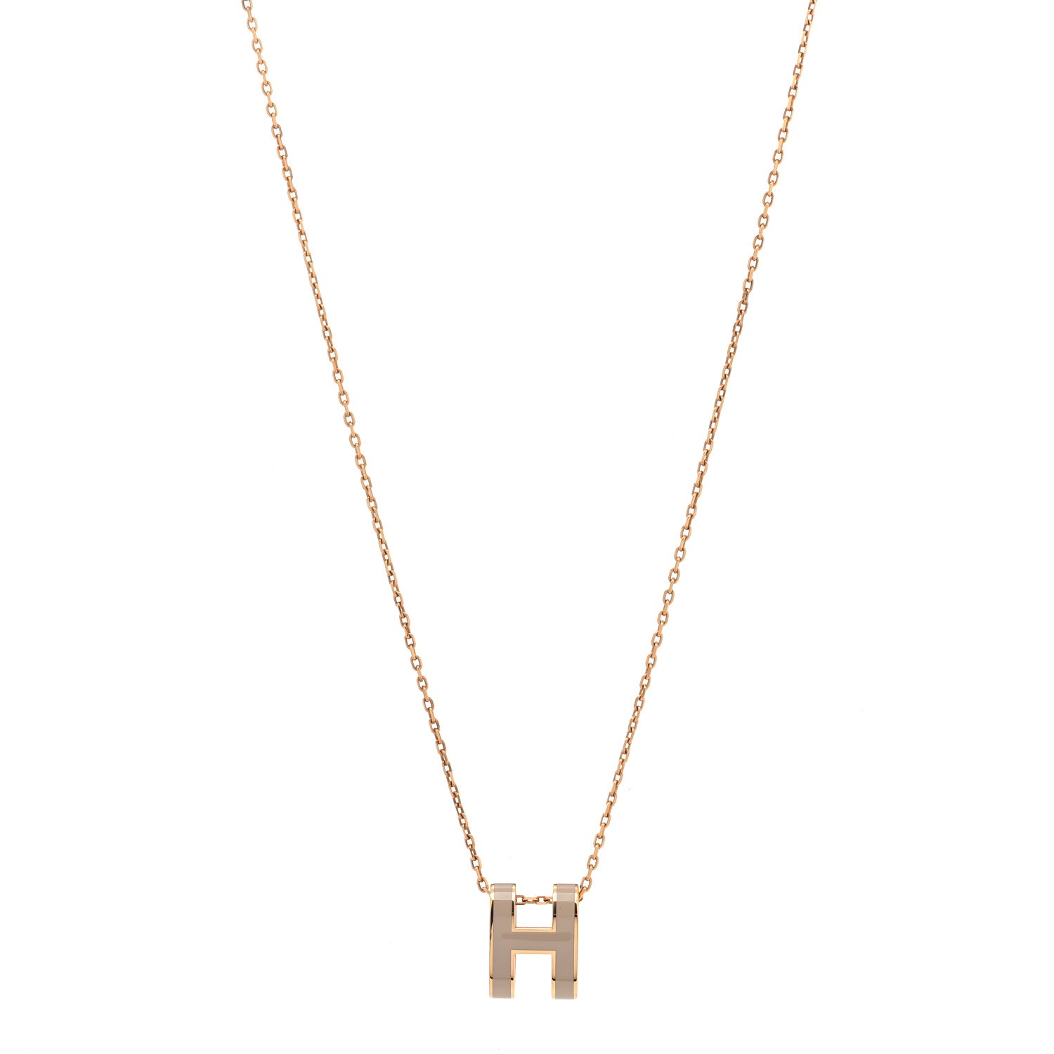 Hermes Lacquered Gold Pop H Pendant Necklace Marron Glace 1 of 7